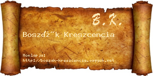 Boszák Kreszcencia névjegykártya